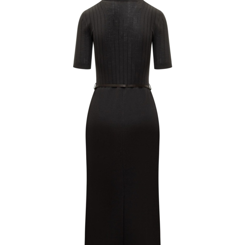 Givenchy Voyou Polo Dress in 4G Jacquard Black Ribbed with belt